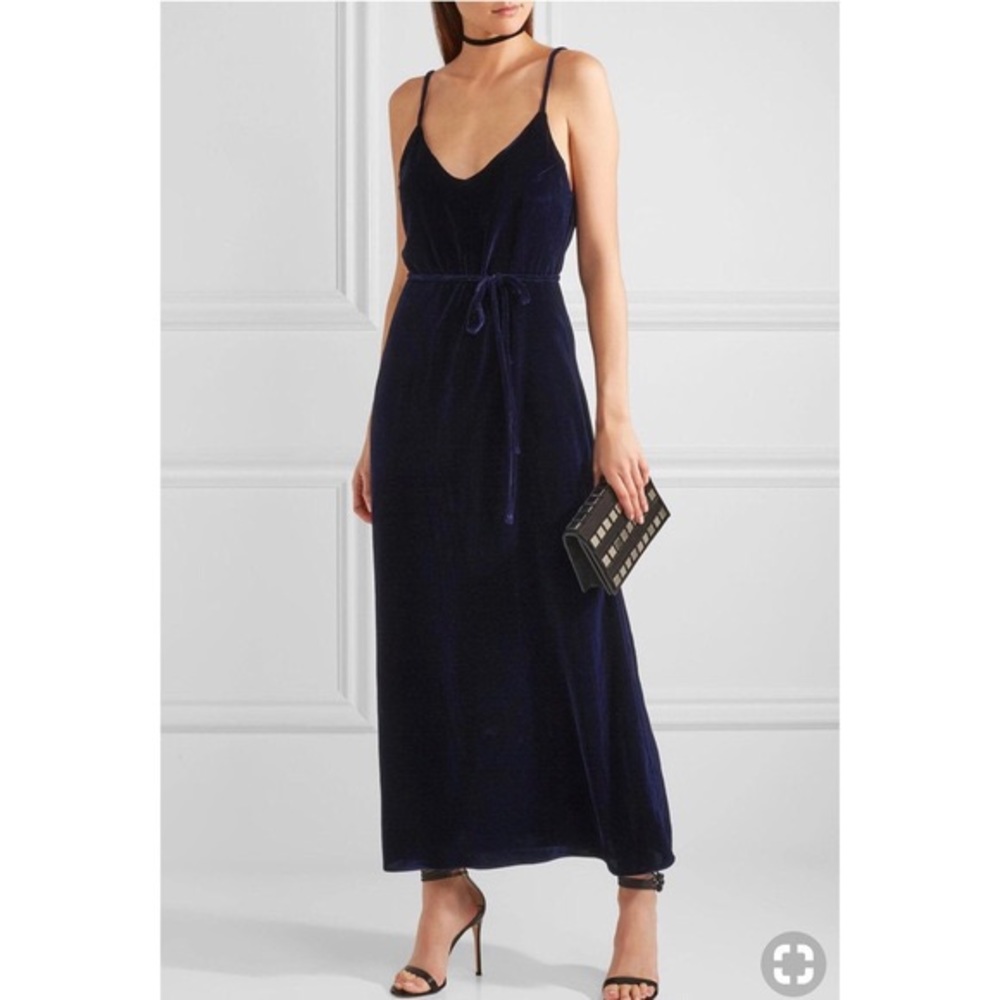 Reformation Chemise Velvet Maxi Dress in Navy